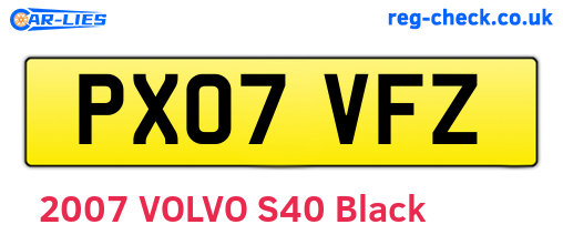 PX07VFZ are the vehicle registration plates.