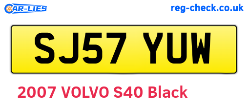 SJ57YUW are the vehicle registration plates.