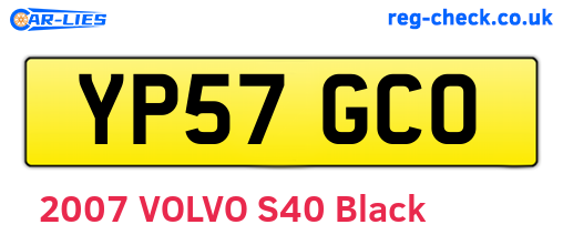 YP57GCO are the vehicle registration plates.