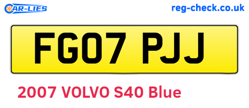 FG07PJJ are the vehicle registration plates.