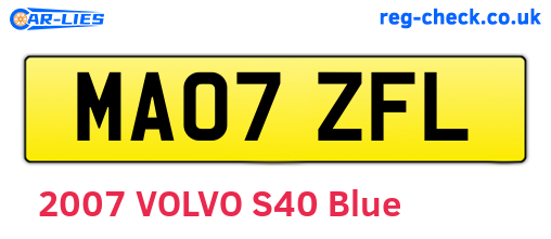 MA07ZFL are the vehicle registration plates.