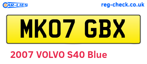 MK07GBX are the vehicle registration plates.