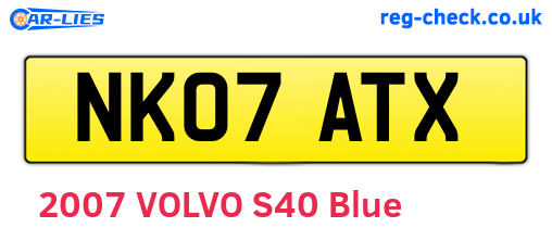 NK07ATX are the vehicle registration plates.