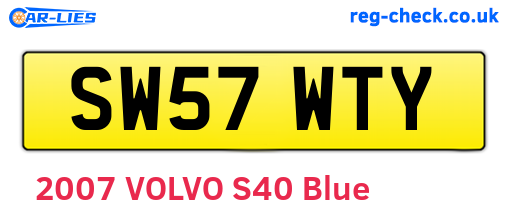 SW57WTY are the vehicle registration plates.