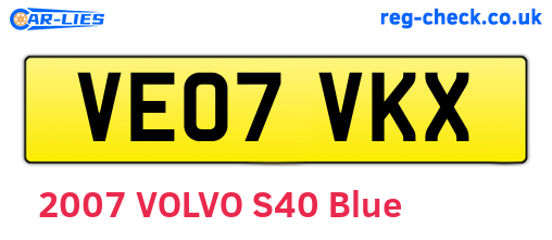 VE07VKX are the vehicle registration plates.