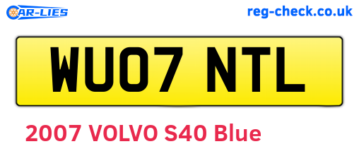 WU07NTL are the vehicle registration plates.