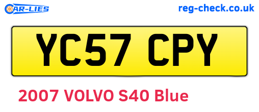 YC57CPY are the vehicle registration plates.