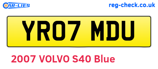 YR07MDU are the vehicle registration plates.