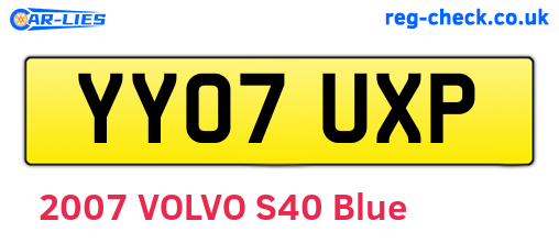 YY07UXP are the vehicle registration plates.