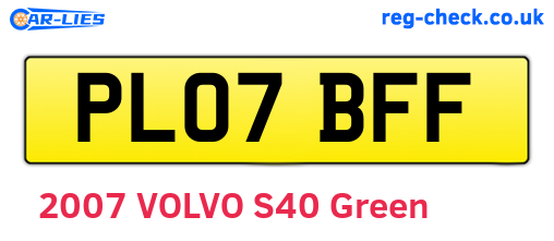 PL07BFF are the vehicle registration plates.