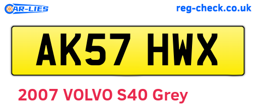 AK57HWX are the vehicle registration plates.