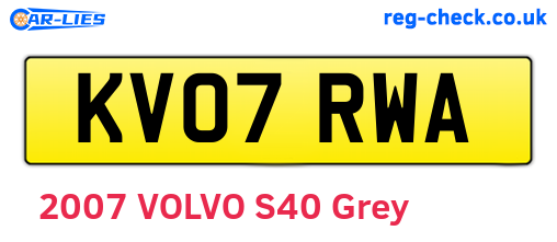KV07RWA are the vehicle registration plates.