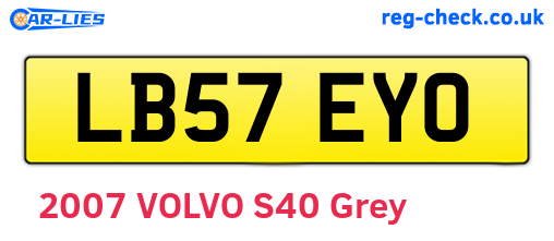 LB57EYO are the vehicle registration plates.
