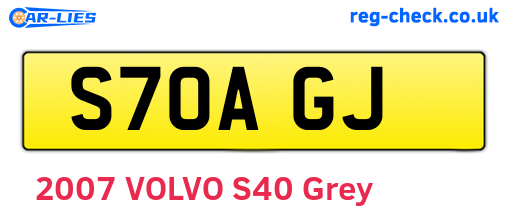 S70AGJ are the vehicle registration plates.