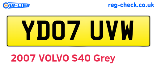 YD07UVW are the vehicle registration plates.