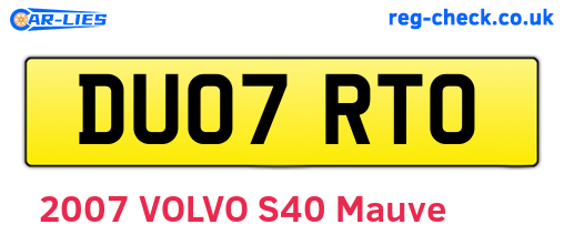 DU07RTO are the vehicle registration plates.
