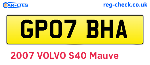 GP07BHA are the vehicle registration plates.