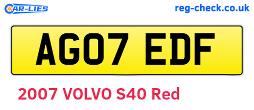 AG07EDF are the vehicle registration plates.