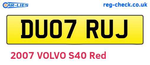 DU07RUJ are the vehicle registration plates.