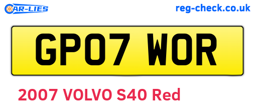 GP07WOR are the vehicle registration plates.