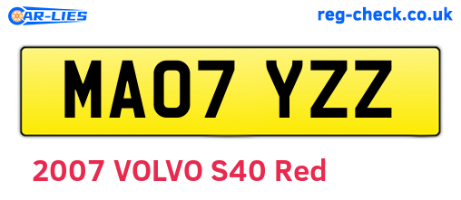 MA07YZZ are the vehicle registration plates.