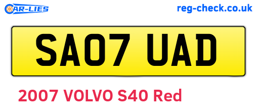 SA07UAD are the vehicle registration plates.