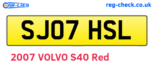SJ07HSL are the vehicle registration plates.