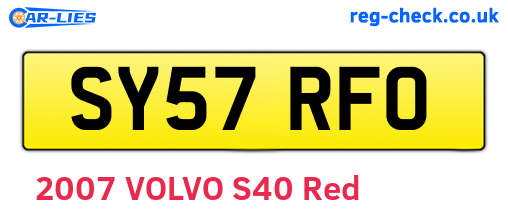 SY57RFO are the vehicle registration plates.