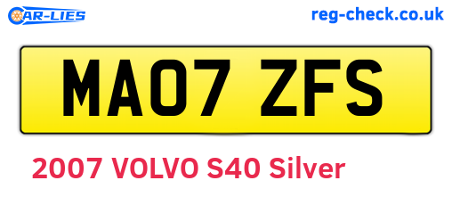 MA07ZFS are the vehicle registration plates.