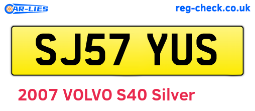 SJ57YUS are the vehicle registration plates.
