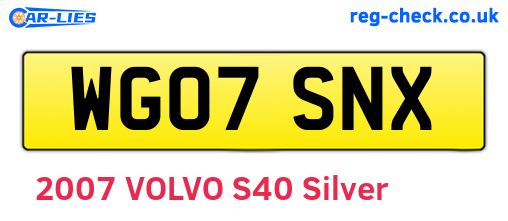 WG07SNX are the vehicle registration plates.