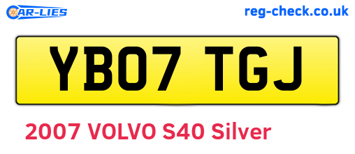 YB07TGJ are the vehicle registration plates.