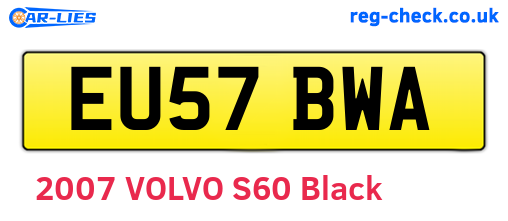 EU57BWA are the vehicle registration plates.