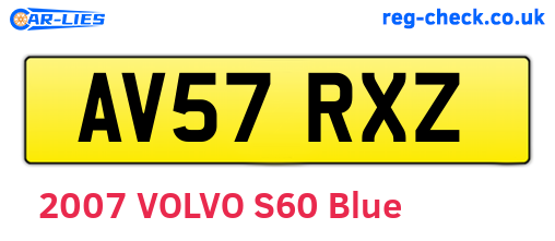 AV57RXZ are the vehicle registration plates.