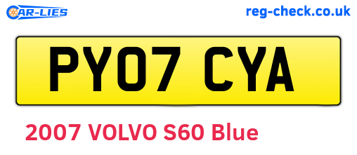 PY07CYA are the vehicle registration plates.