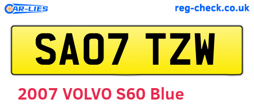 SA07TZW are the vehicle registration plates.