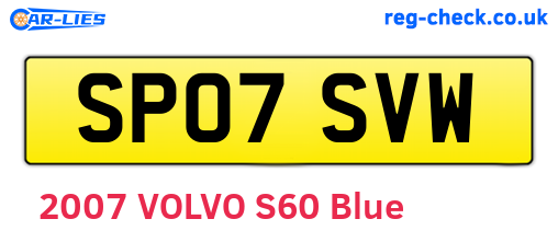 SP07SVW are the vehicle registration plates.