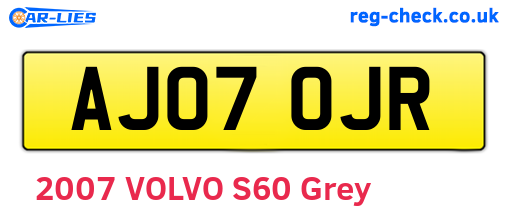 AJ07OJR are the vehicle registration plates.