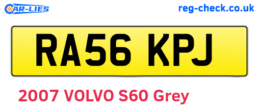 RA56KPJ are the vehicle registration plates.