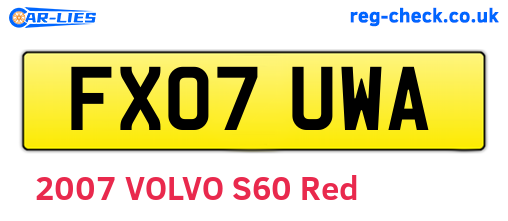 FX07UWA are the vehicle registration plates.