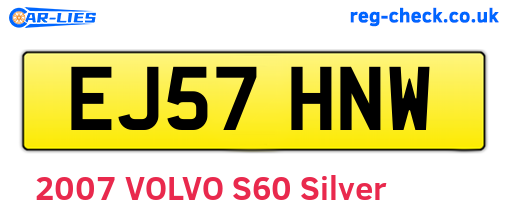 EJ57HNW are the vehicle registration plates.