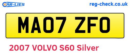 MA07ZFO are the vehicle registration plates.