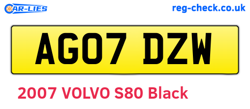 AG07DZW are the vehicle registration plates.