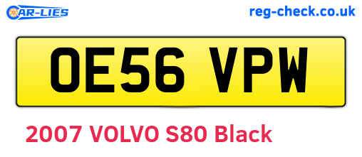 OE56VPW are the vehicle registration plates.