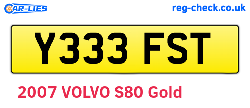 Y333FST are the vehicle registration plates.