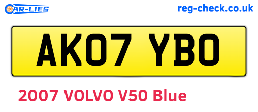 AK07YBO are the vehicle registration plates.