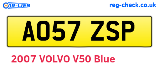 AO57ZSP are the vehicle registration plates.