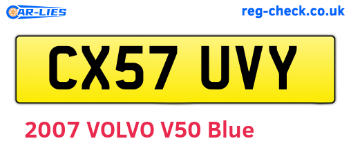 CX57UVY are the vehicle registration plates.