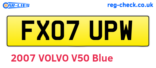 FX07UPW are the vehicle registration plates.