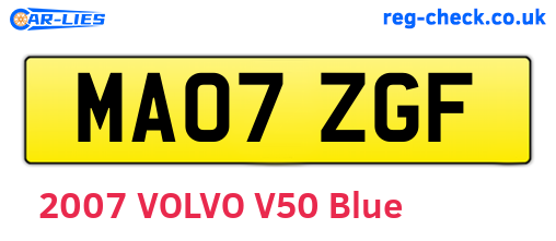 MA07ZGF are the vehicle registration plates.